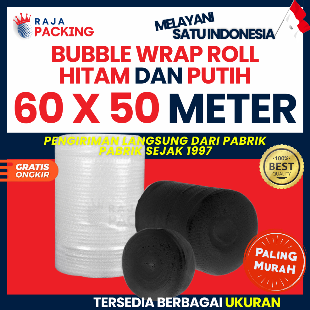 Jual Bubble Wrap Roll 60cm x 50m Hitam Bening Tebal Murah Jakarta ...