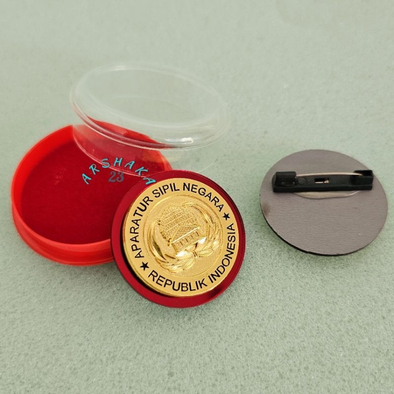 Jual Pin Korpri ASN Bulat Akrilik Premium Tebal Plus Box Pin | Shopee ...