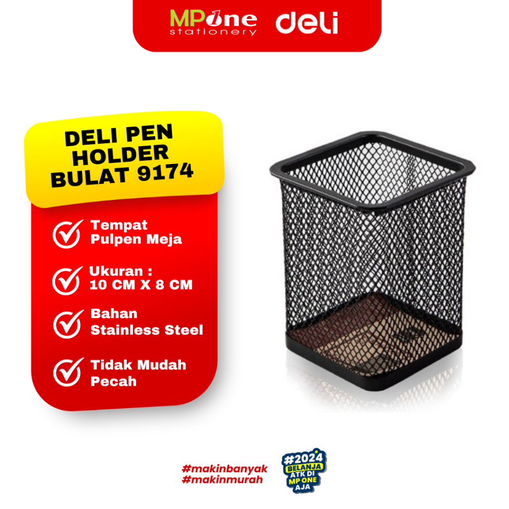 Jual Deli Pen Stand Holder 9174 Bentuk Kotak / Tempat Pena Meja Kotak ...