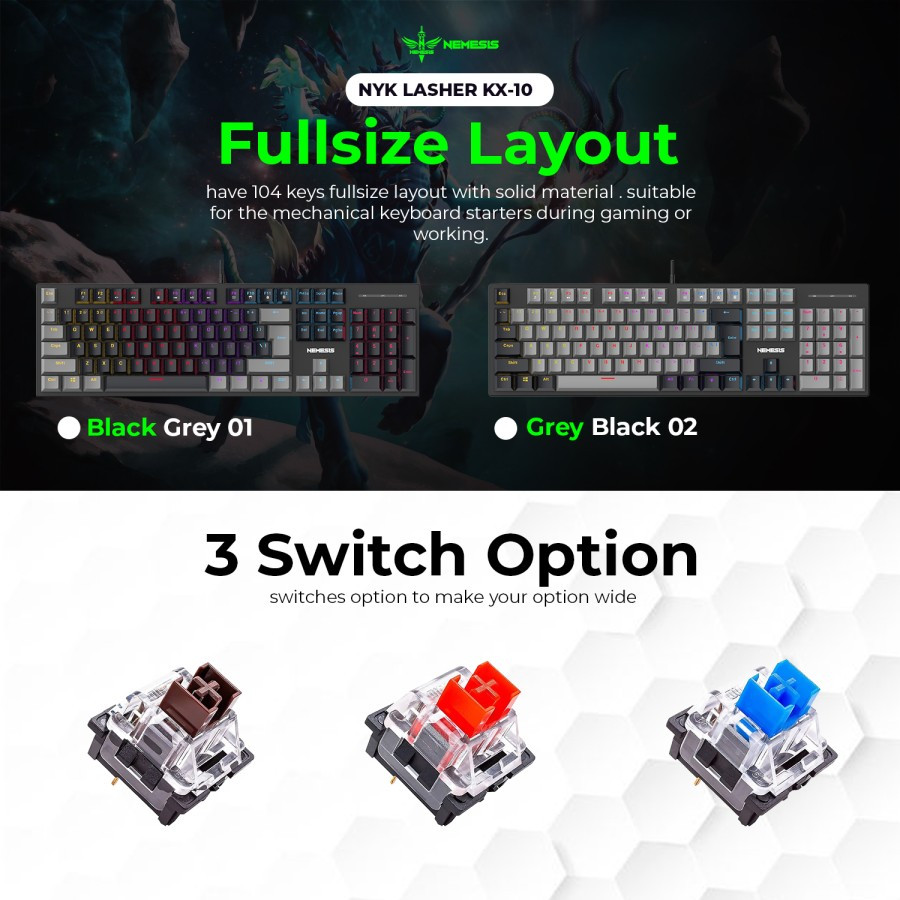 Jual Keyboard Fullsize Mechanical NYK Nemesis LASHER KX10 | Shopee ...