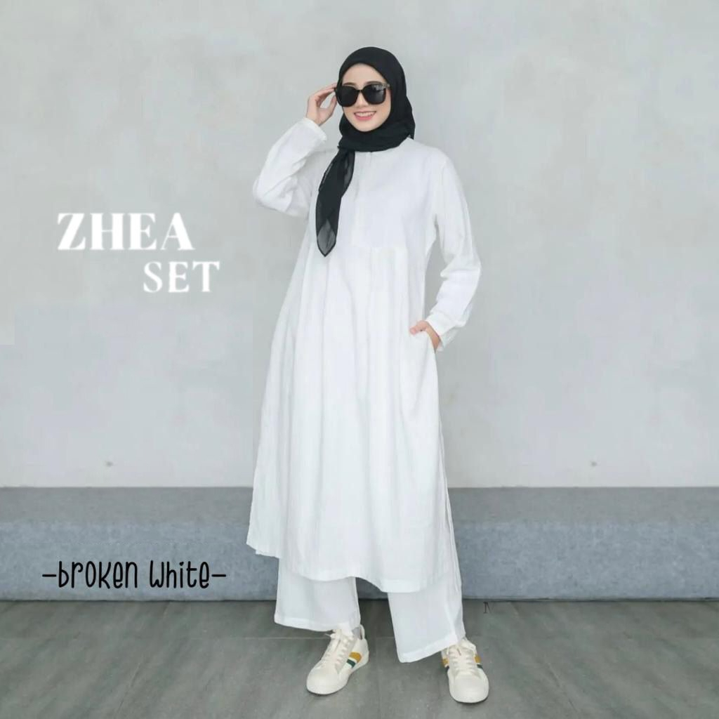 Jual Zhea One Set Setelan Celana + Long Tunik Belah Samping Jumbo Busui ...