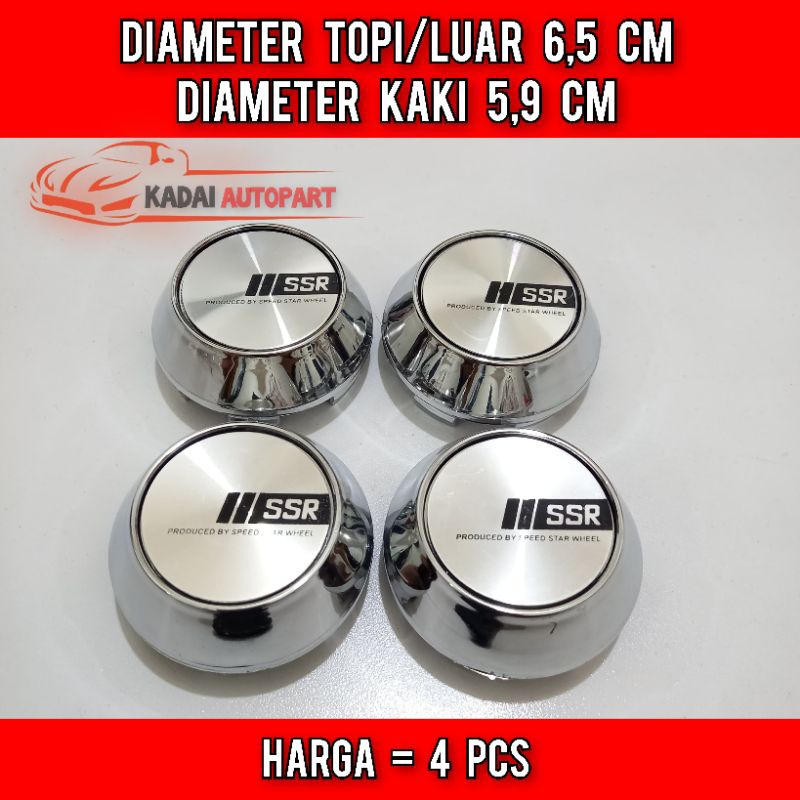 Jual Dop roda tutup velg racing variasi Ssr kerucut chrome 6,5 cm harga ...