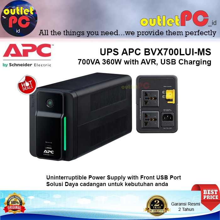 Jual UPS APC Easy BVX BVG 700VA 360W AVR BVX700LUI-MS BVG700i-GR BVX ...