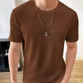 Kaos Polos Premium Waffle Kaos Lengan Pendek Kaos Oblong Pria Wanita Tebaru