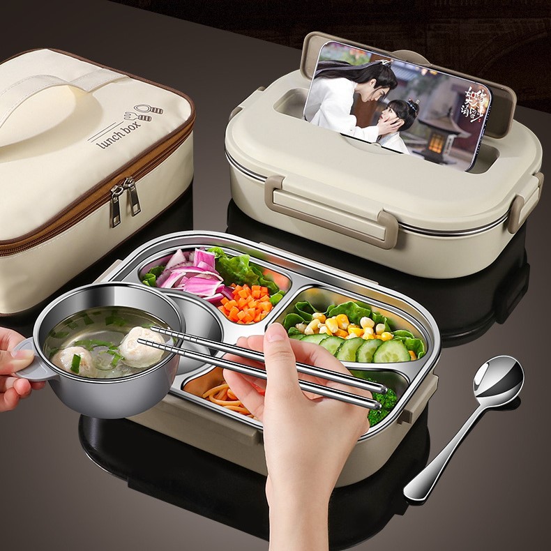 Jual Lunch Box bento kotak makan + Tas siang bersekat 4 sekat dan 3 ...