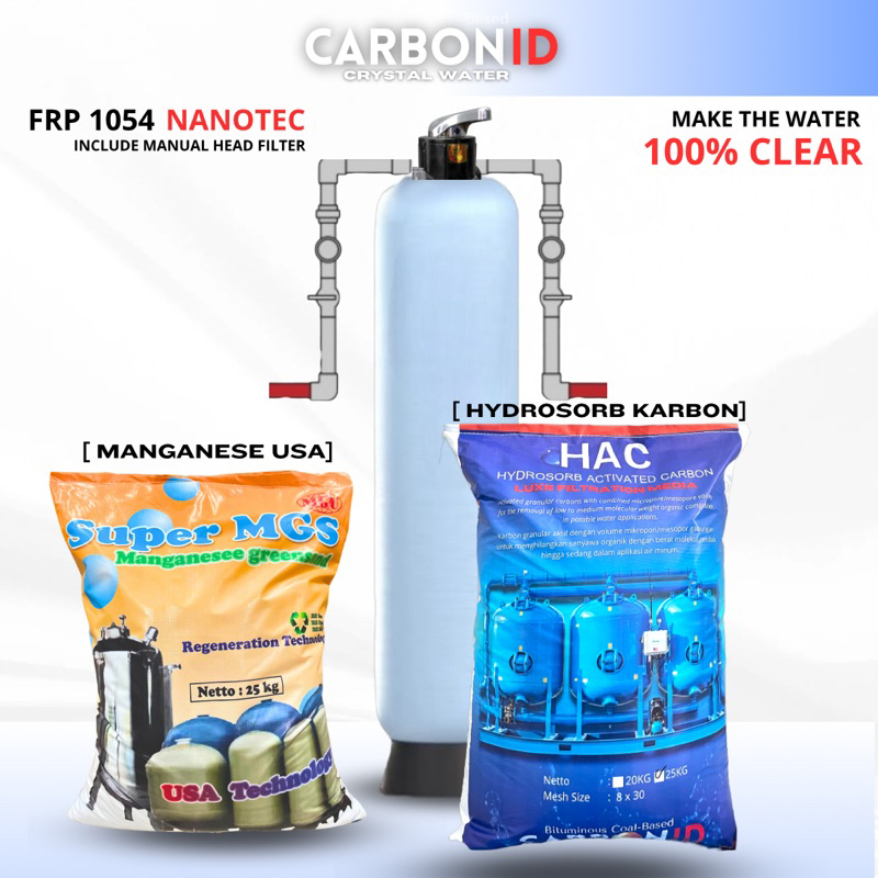 Jual Paket Filter Air Tabung Frp Air Sumur Manganese Greensand Karbon Aktif Zeolite