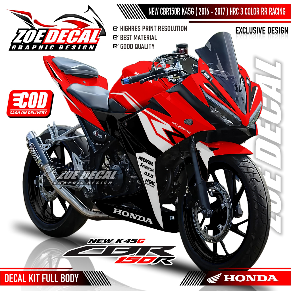 Jual Terbaru Decal Sticker Full Body Honda CBR 150 R K45G Livery HRC 3 Color RR Racing Shopee Indonesia