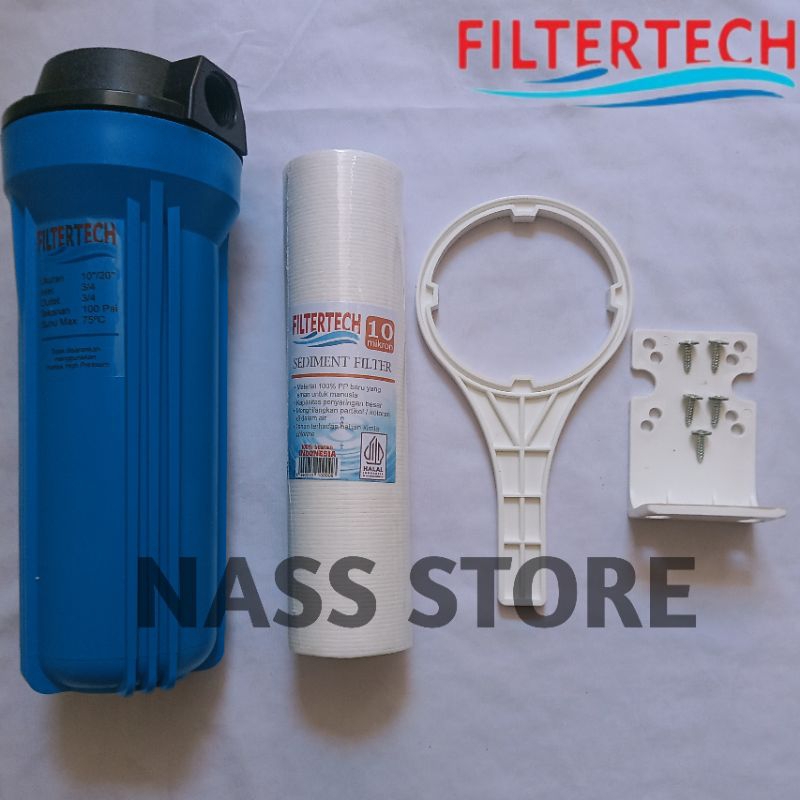 Jual PAKET HOUSING Filter Air 10 Inch Blue Drat 3/4 + Cartridge Filter ...