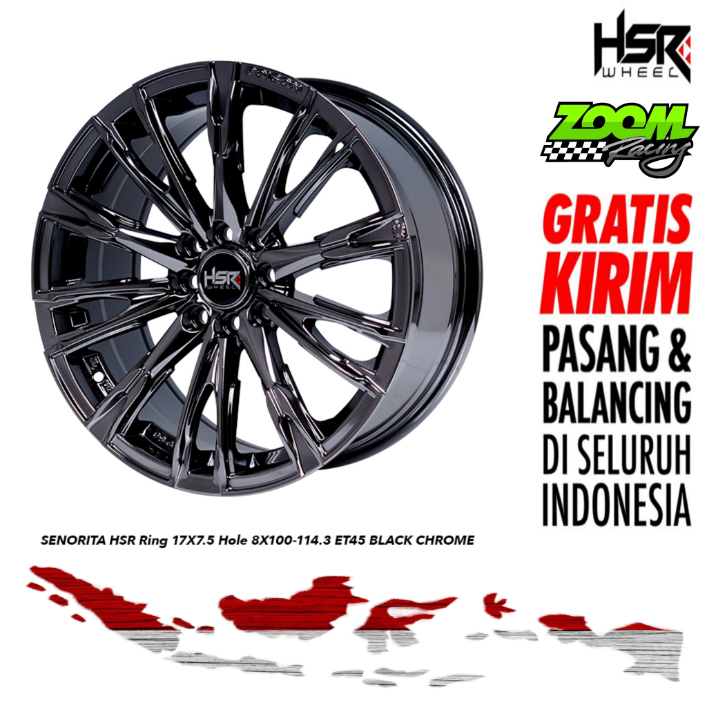 Jual Velg Mobil Toyota Raize HSR SENORITA R17X75 PCD 4X100 ET45 BLACK ...