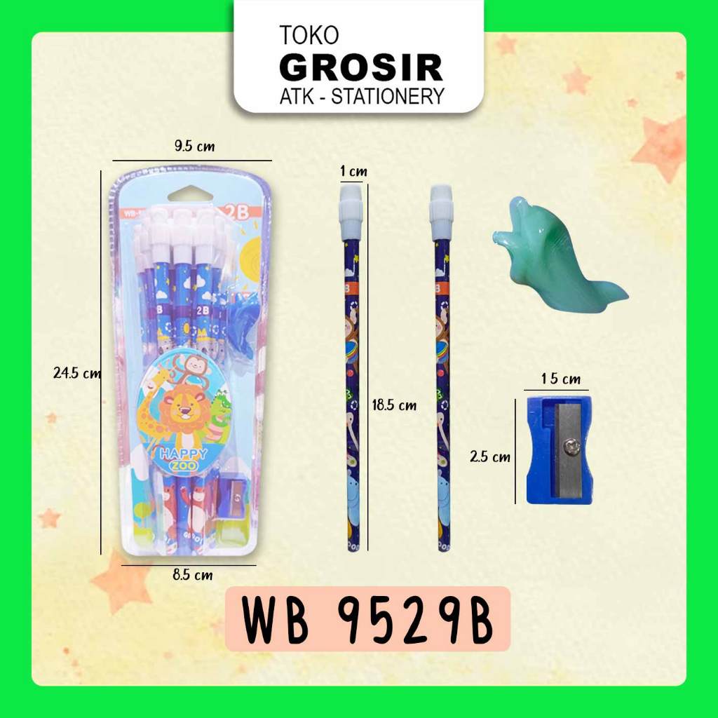 Jual Set Pensil 2B Isi 12pcs Ujung Penghapus Merk Weibo - WB 9529B ...