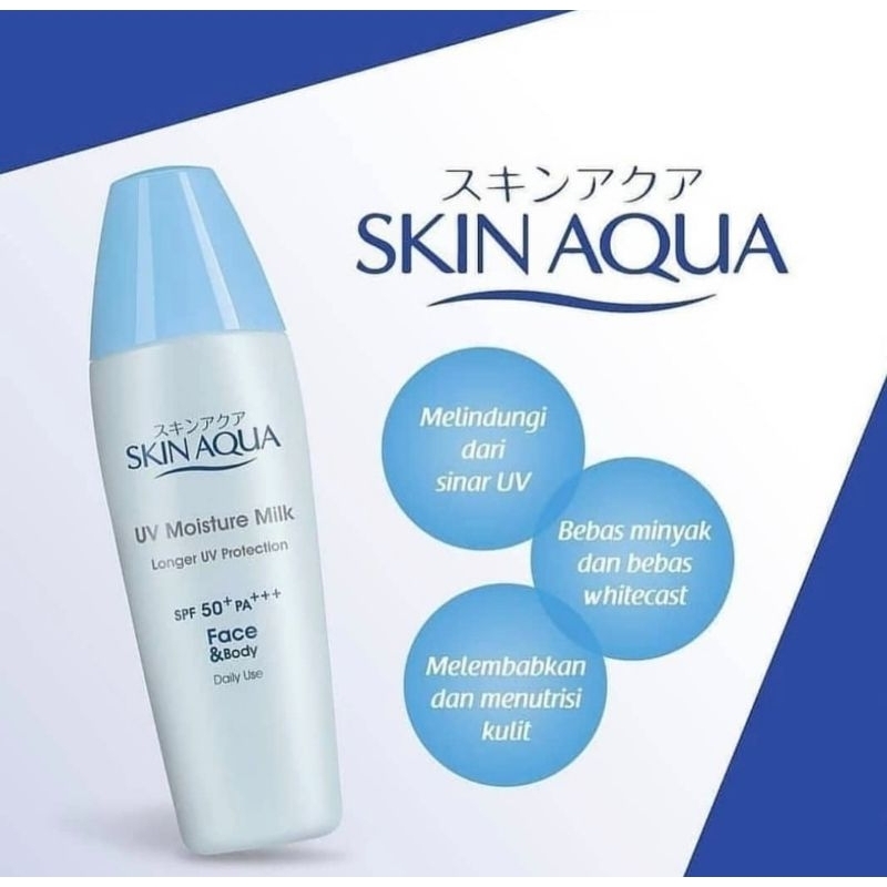 Jual Skin Aqua UV Moisture Milk SPF 50+PA+++ - TUTUP BIRU | Shopee ...