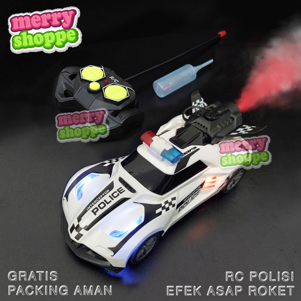 Jual Mobil RC Asap Spray Car Remote Control Polisi Efek Roket Jet Turbo ...