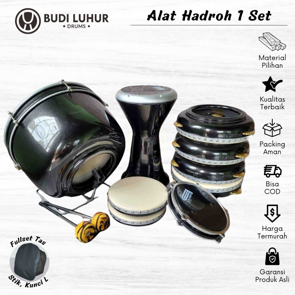 Jual 1 Set Alat Musik Rebana Hadroh Habib Syech Fullset Kualitas ...