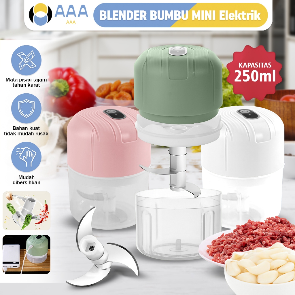 Jual (AAA) Mini Chopper USB 250ML Portable Serbaguna / Blender Bumbu ...