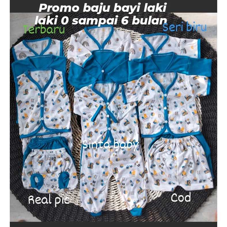Jual baju bayi laki laki 0 sampai 6 bulan seri biru | Shopee Indonesia