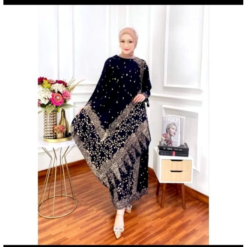 Jual one set dress rok batik cap wajik bunga hitam | Shopee Indonesia