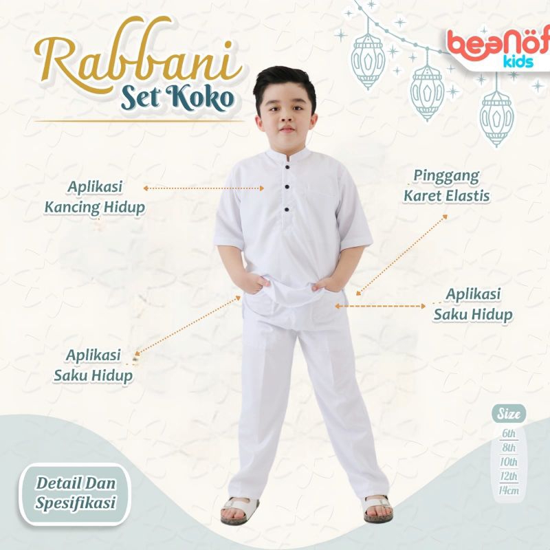 Jual Setelan Koko Putih Rabbani size 6-14 by Beanofkids | Shopee Indonesia