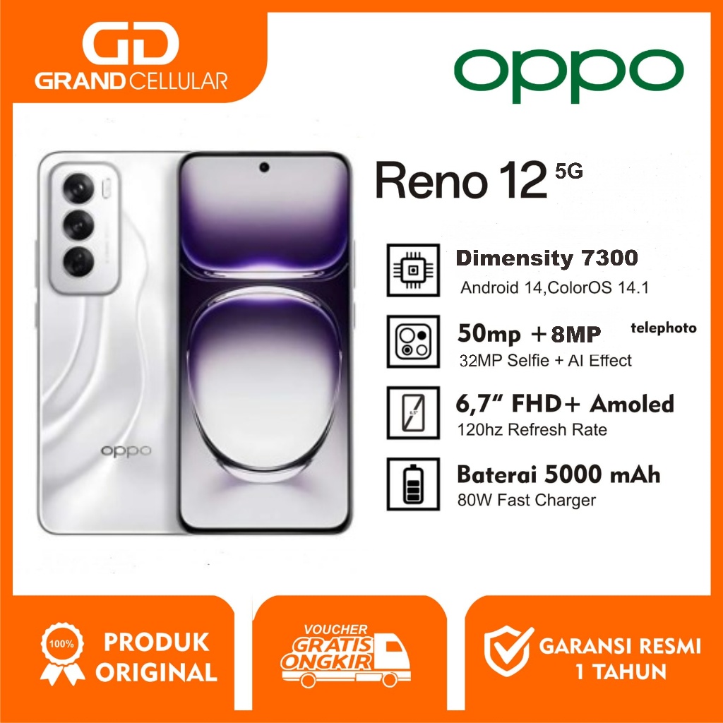Jual RENO 12 5G 12GB RAM 512GB ROM - 12GB RAM 256GB ROM Garansi Resmi ...