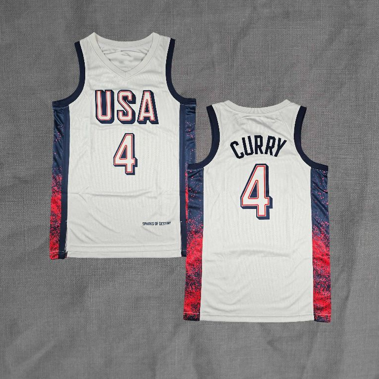 Jual HEATPRESS Baju Jersey Basket Steph Curry USA 2024 Basketball Team