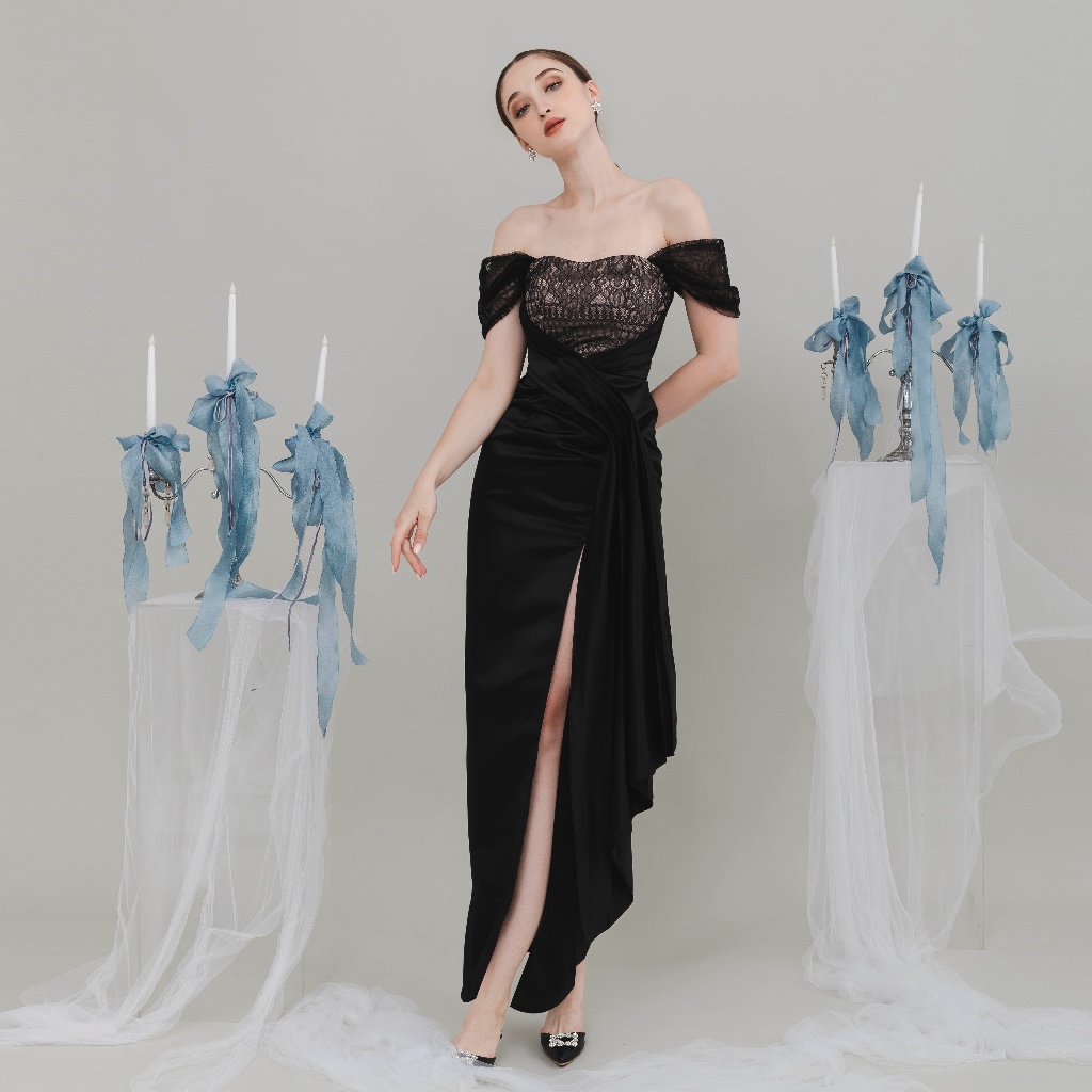 Jual COMA LABEL - Soigne Dress in Black & White // midi dress premium ...