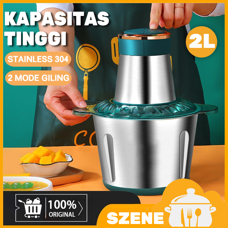 Jual Blender Chopper Stainless Steel 2L Penggiling Bumbu Daging Sayur ...