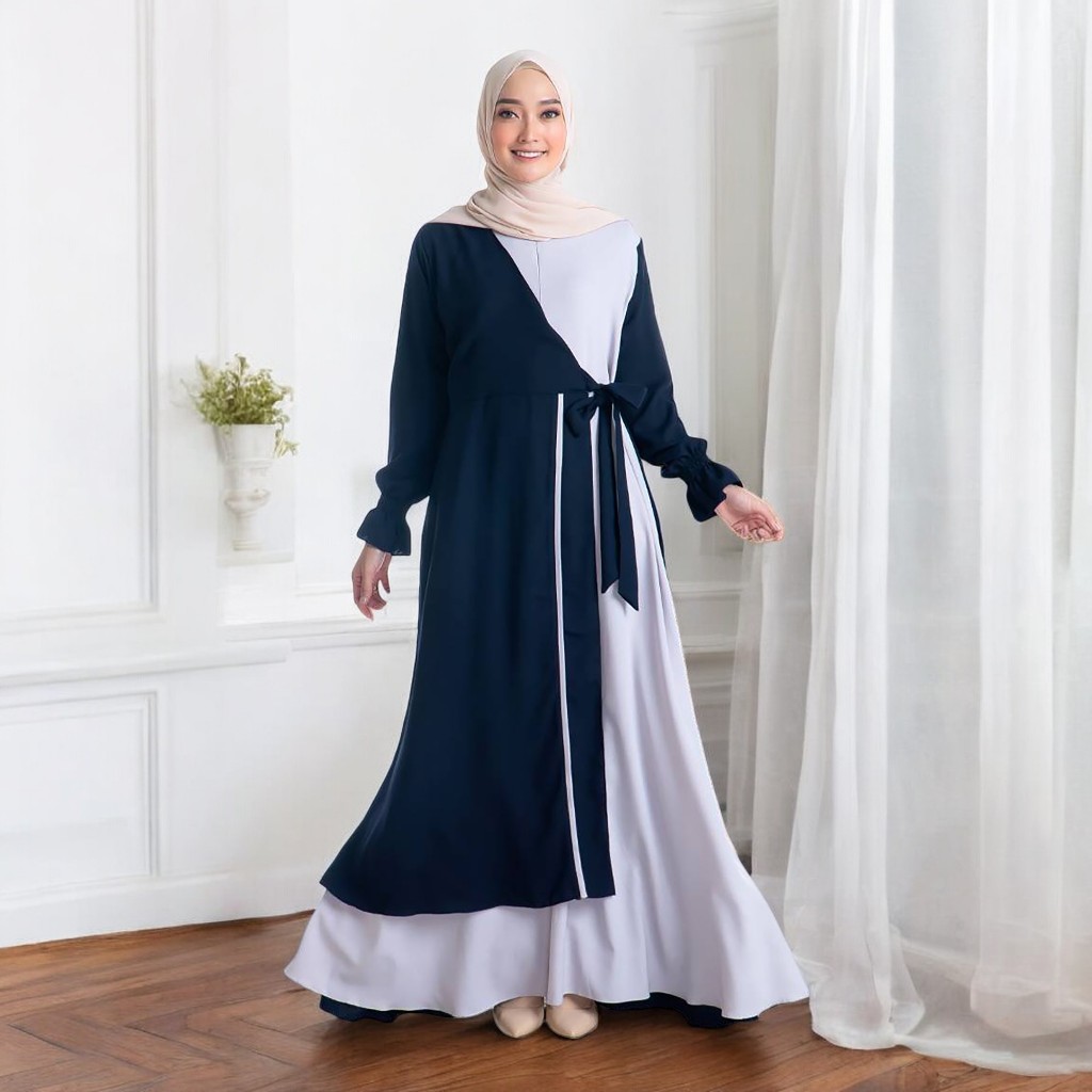 Jual Azuma Dress Polos Kombinasi Warna Baju Gamis Daily OOTD Casual ...