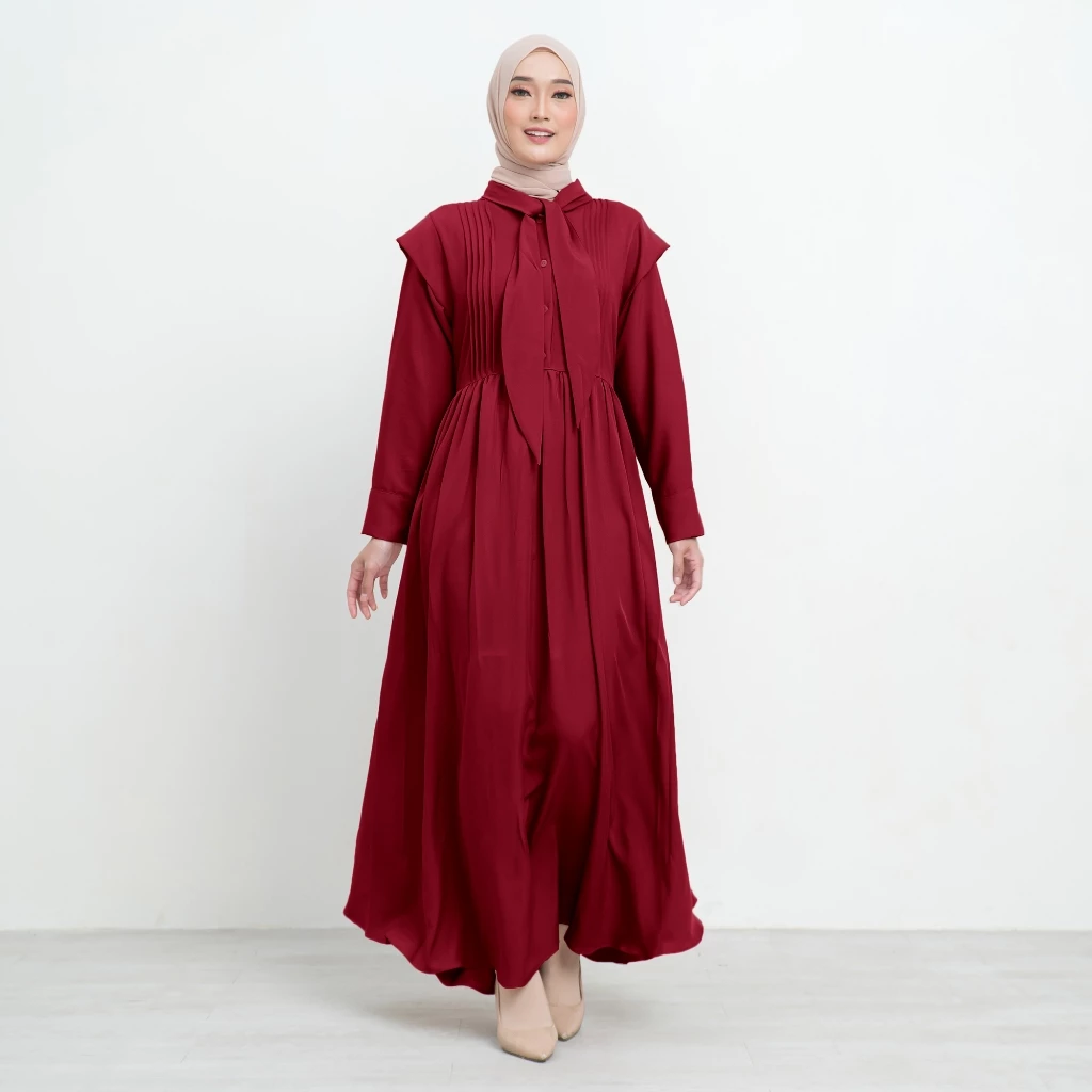 Detail bahan gamis polos elegan Mulan Dress