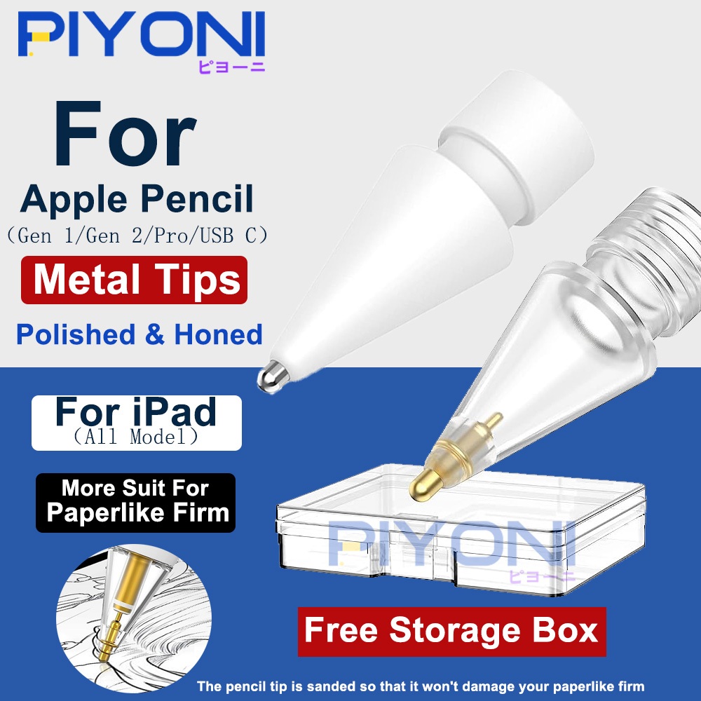 Piyoni Nib Apple Pencil Metal Tip Replacement Tips for Apple Pencil Pro,USB  C1 &2 Generation Wear-Resistant Precise Control Suitable for Drawing