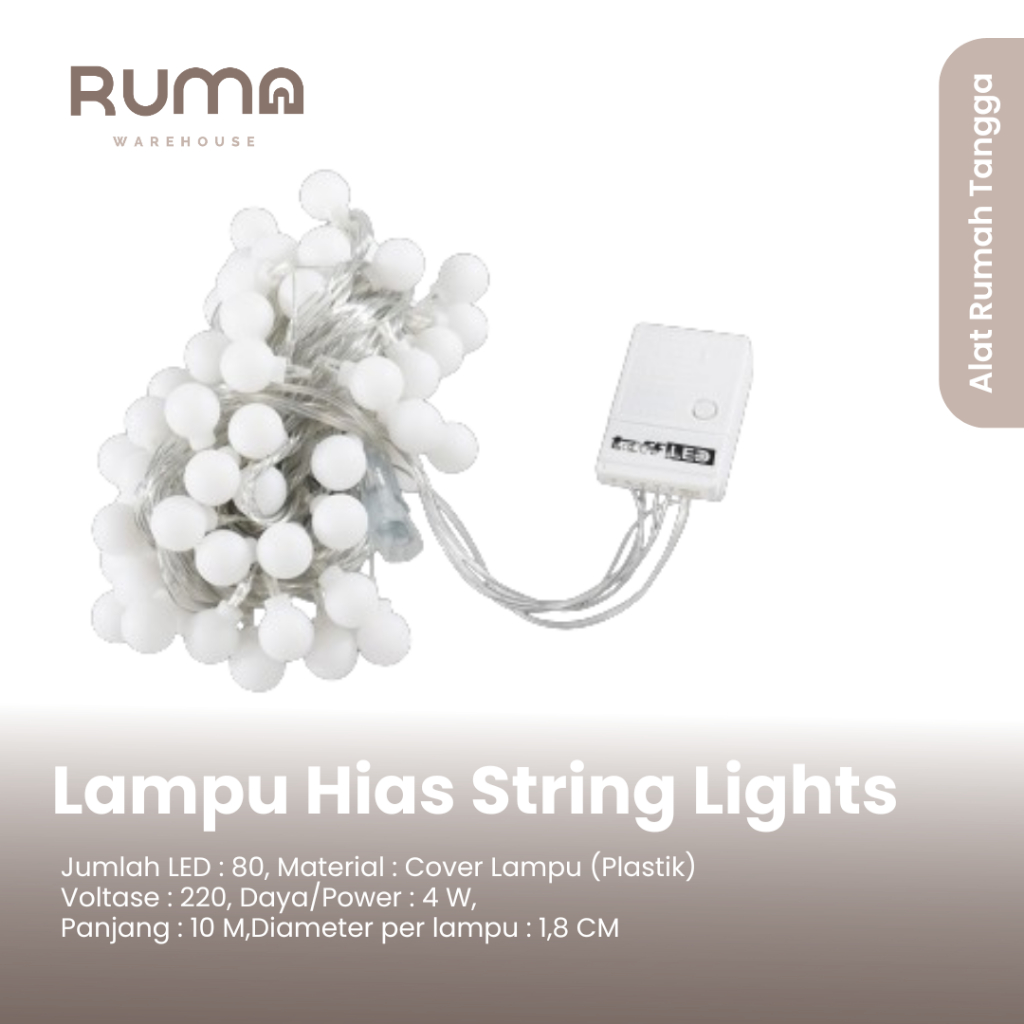 Jual Lampu Tumblr Hias Lampu Natal String Lights Waterproof 80 LED 4W ...