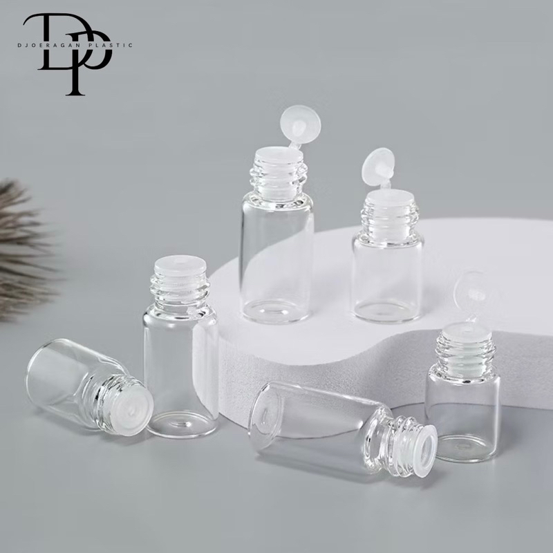 Jual 1ml 3ml 5ml Botol Sample Kaca isi Ulang Tutup Putih / Botol Filler ...
