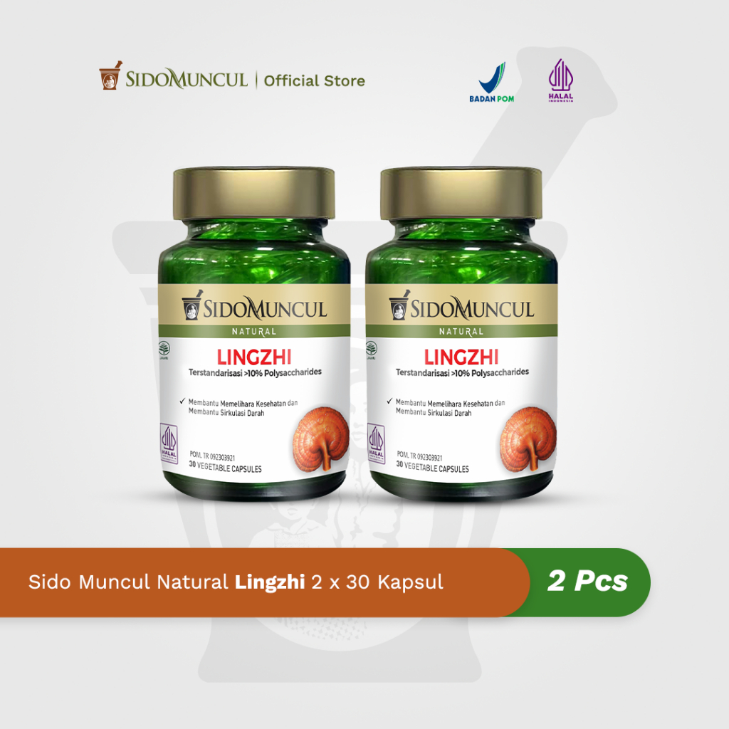 Twin Pack Sido Muncul Natural Herbal Lingzhi 30 Kapsul - Membantu Memelihara Kesehatan dan Secara Tradisional Membantu Sirkulasi Darah