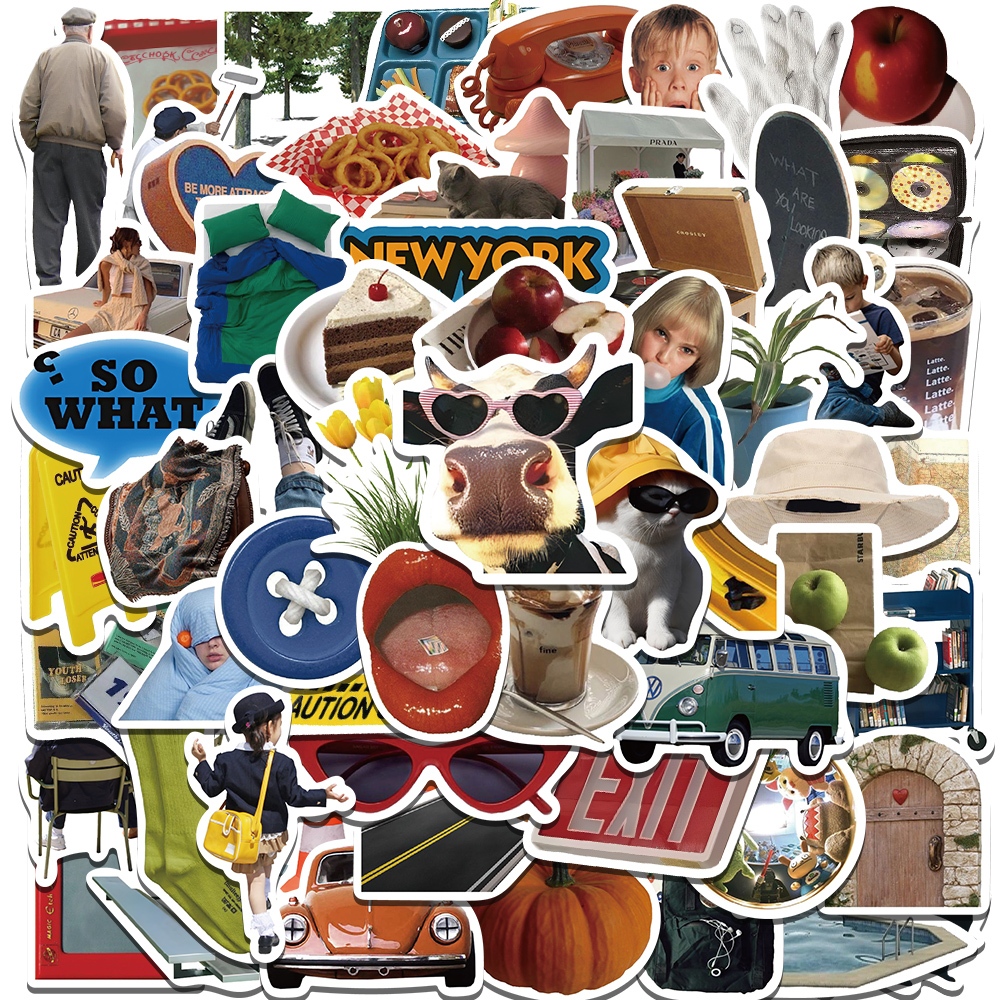 Jual [63 PCS]Stiker Lucu Ins Gaya Amerika Stiker Keren Retro Anti Air ...