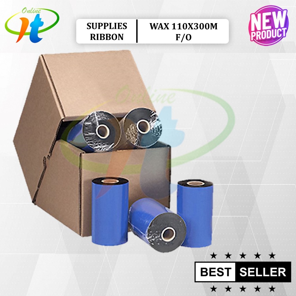 Jual Premium Ribbon Wax 110x300 Meter Face Out Pita Tinta Printer Label ...