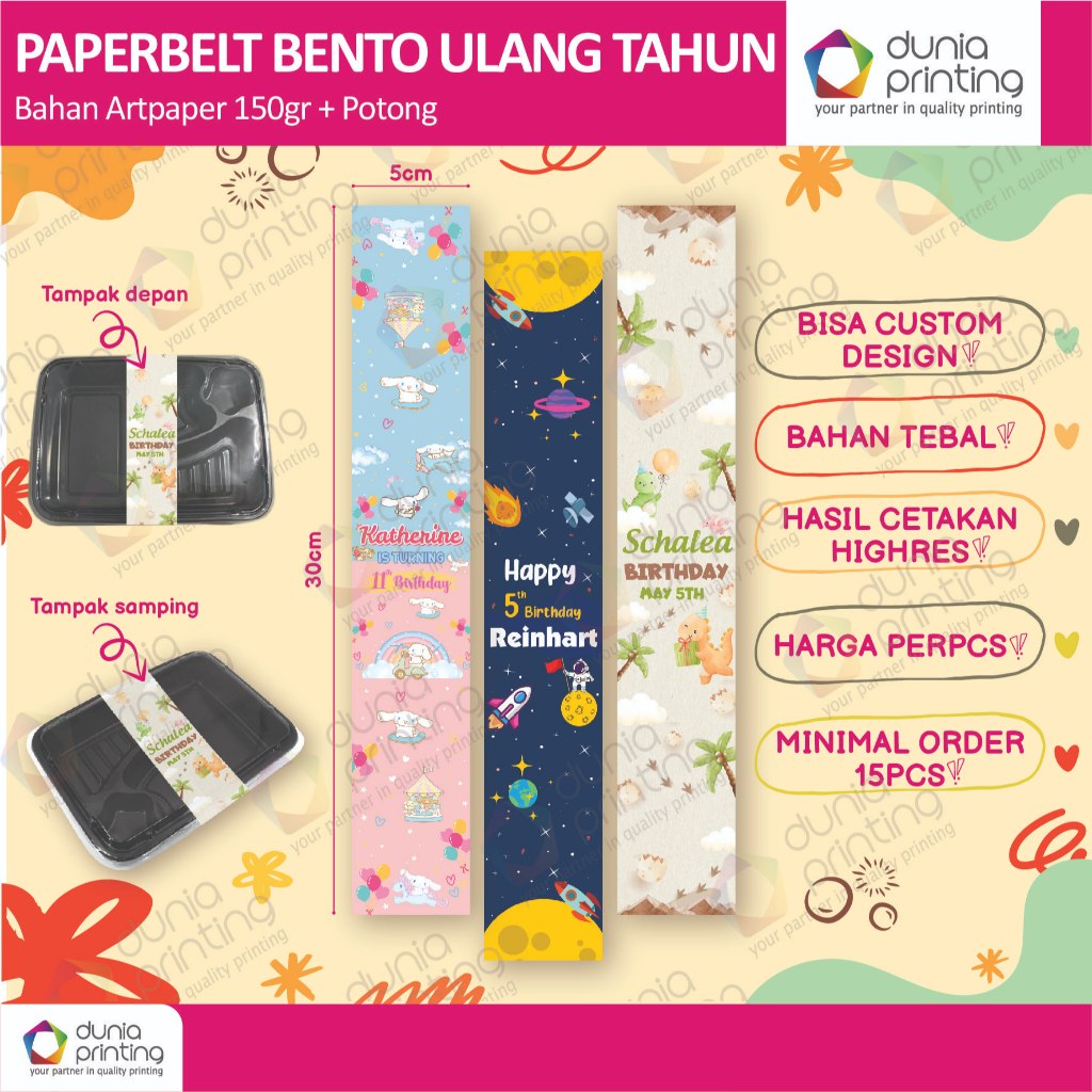 Jual Paperbelt Bento Box Ulang Tahun | Bento Roller Label Pengikat ...