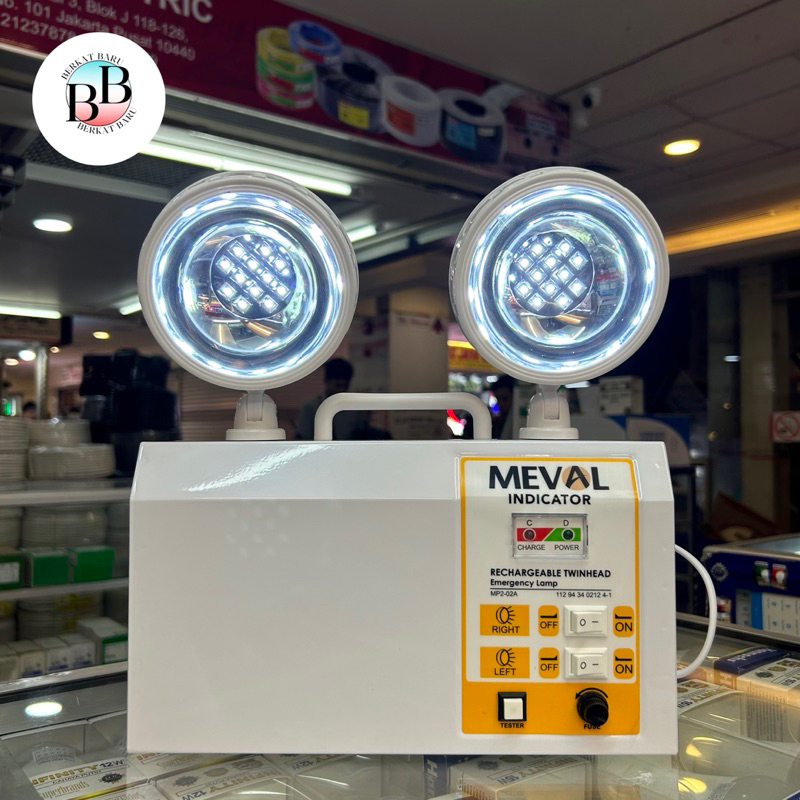 Jual Lampu Emergency Meval Twin Head Rechargeable MP2-02A | Shopee ...