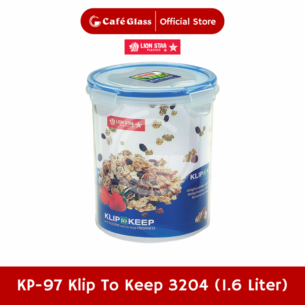 Toples Plastik Bulat 1.6L Lion Star KP97 Kedap Udara - Wadah Makan Snack Kerupuk Klip To Keep