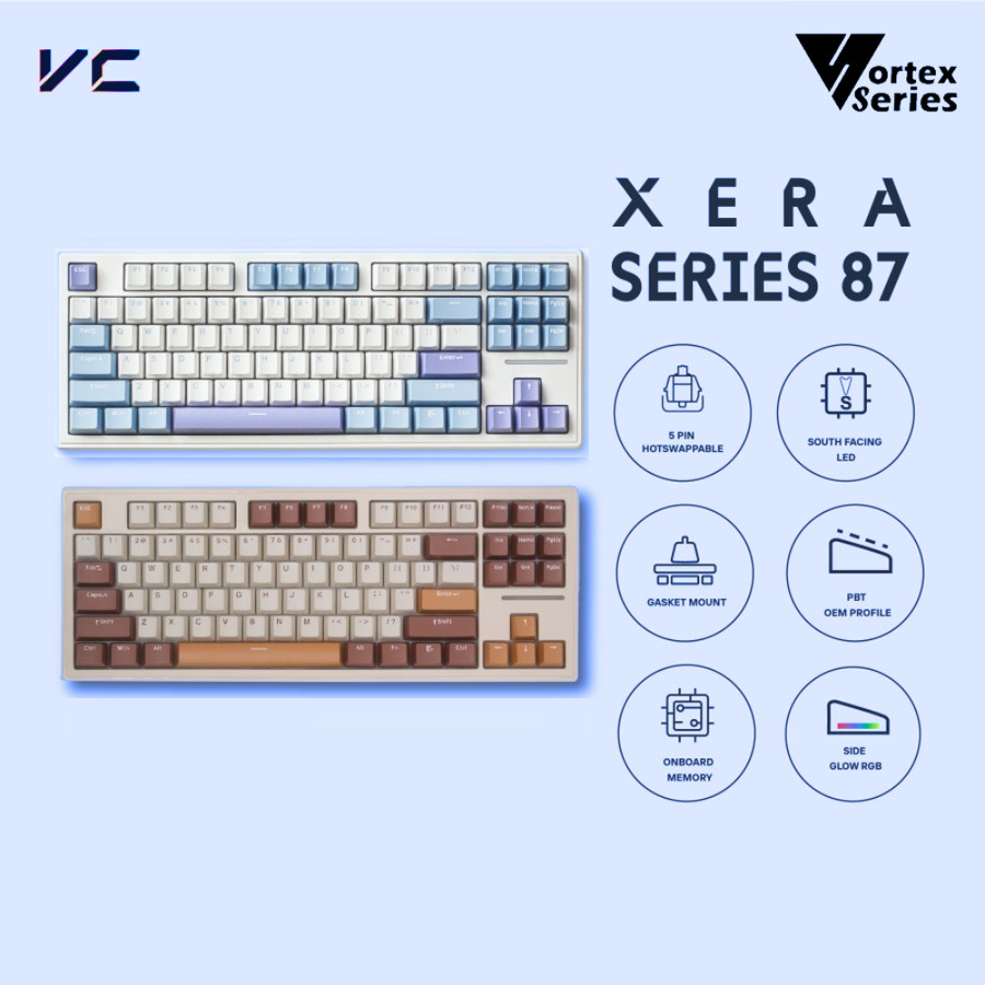 Jual VortexSeries Xera87 TKL 87 Layout Size Keys RGB Wired 80% Gasket ...