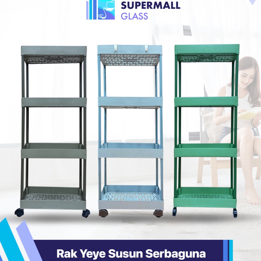 Jual HJ6 mall Glass COD Rak Persegi Dapur Plastik 4 Susun Warna Rak ...