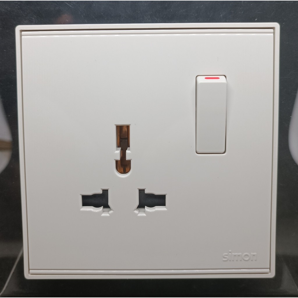 Jual SIMON E6 WHITE UNIVERSAL SOCKET W/ SWITCH / MULTI SOCKET WITH ...