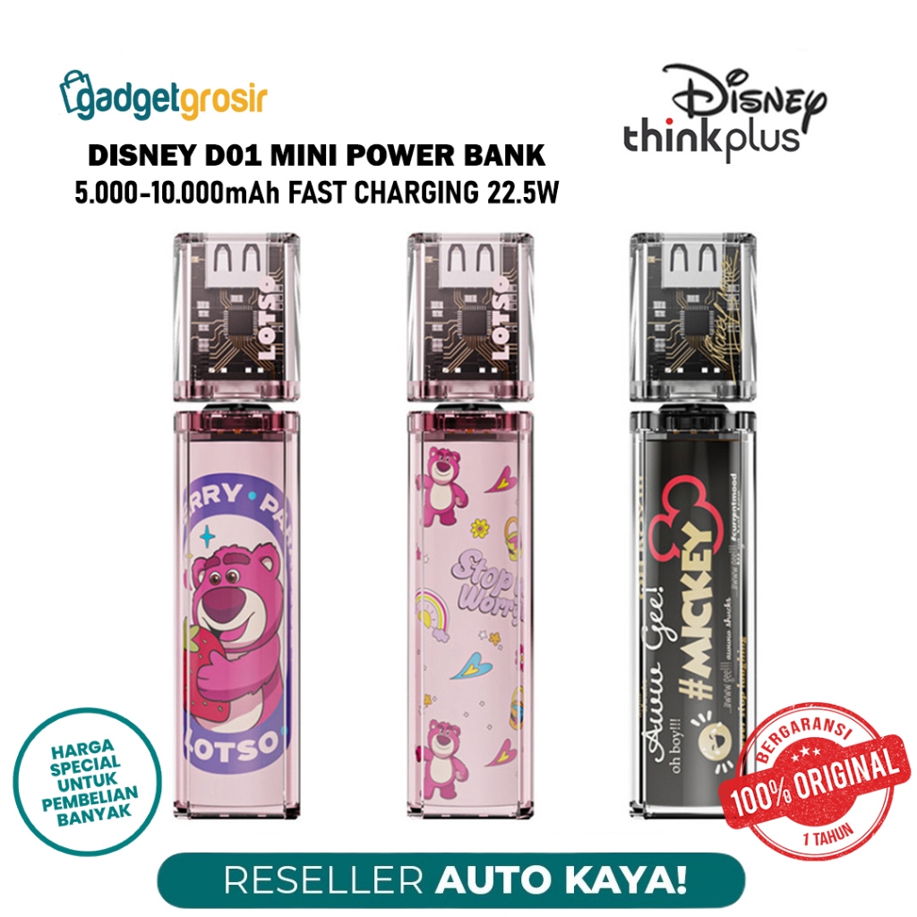 Jual Thinkplus x Disney D01 Mini Power Bank 22.5W Fast Charging Dual ...