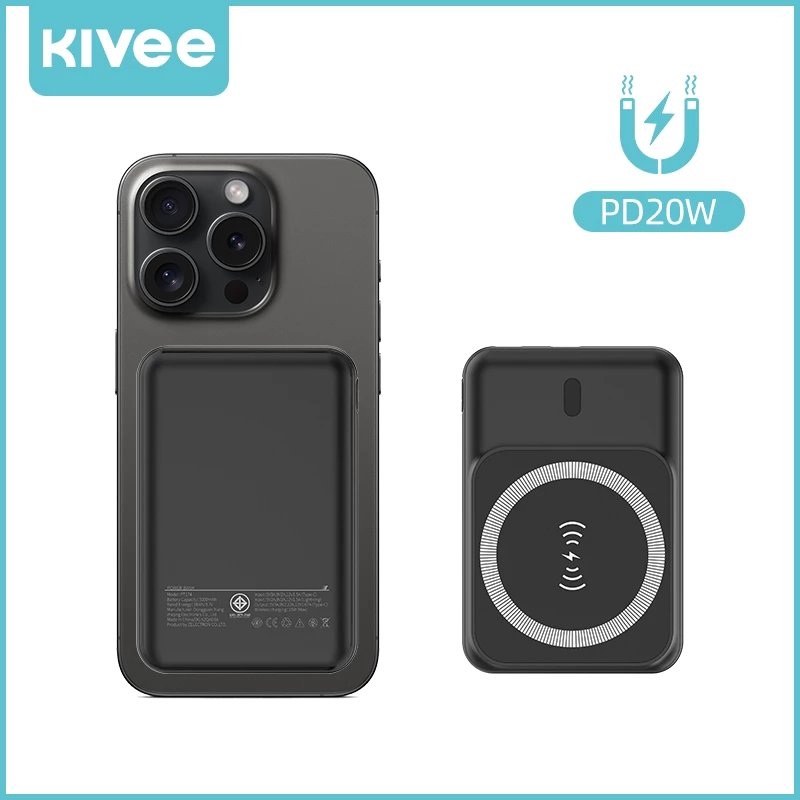 KIVEE Powerbank Wireless Magnetic iphone mini Fast charging PD 20W Tipis ringan portabel asli