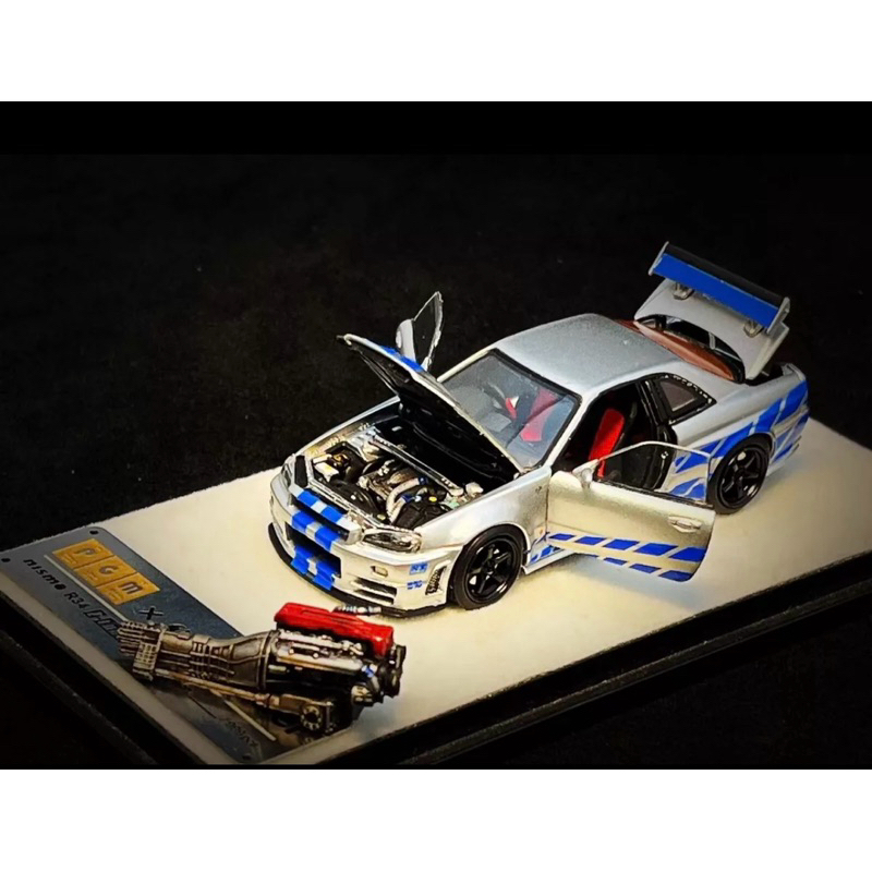 Jual PGM 64 Nissan Skyline GTR R34 Z-Tune Silver Blue Stripe Fully ...