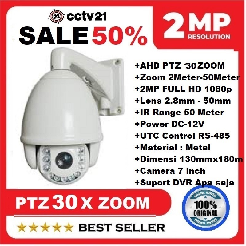 Kamera Camera 2Mp inch AHD PTZ 30 x Optical Zoom Auto Focus High Speed  Dome Pan 360 derajat Tilt 90 derajat