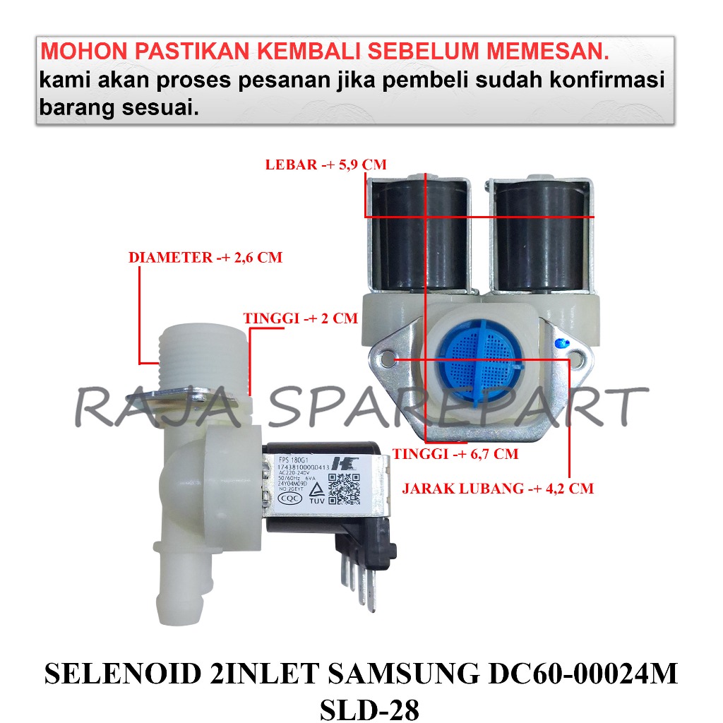Jual SLD28 SELENOID / WATER INLET MESIN CUCI / SELENOID 2INLET SAMSUNG ...