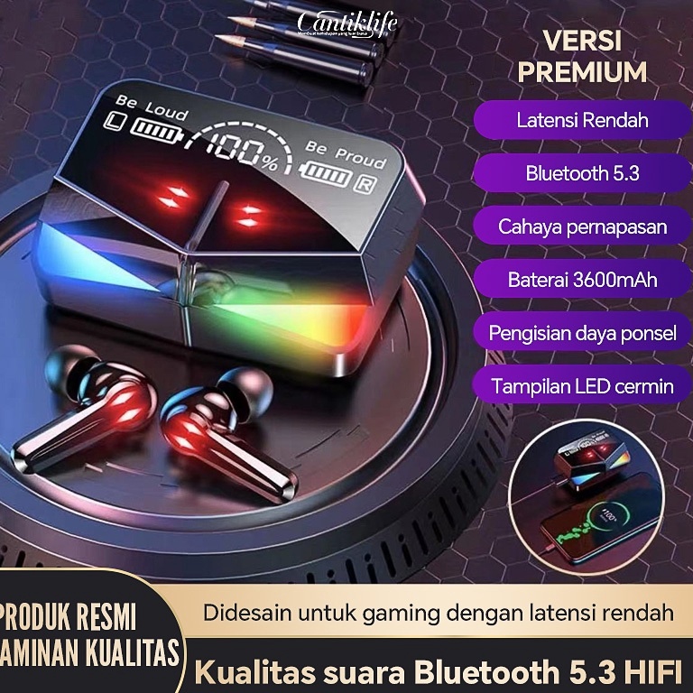 Jual Top Produk TWS M28 Wireless Bluetooth 53 Gaming Headsets HD Mirror