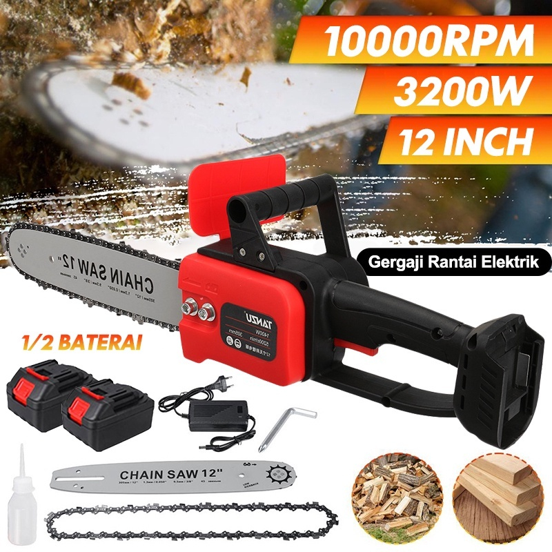 Jual MUTA 48V Chainsaw Gergaji Rantai Cordless Gergaji Pemotong Kayu ...