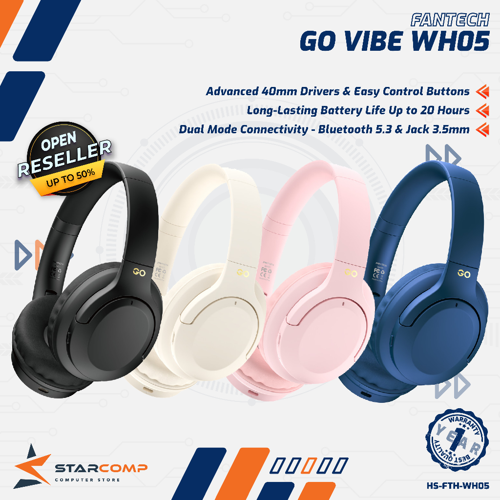 Jual Fantech WH05 GO VIBE Headset Wireless Bluetooth Dual Connection ...