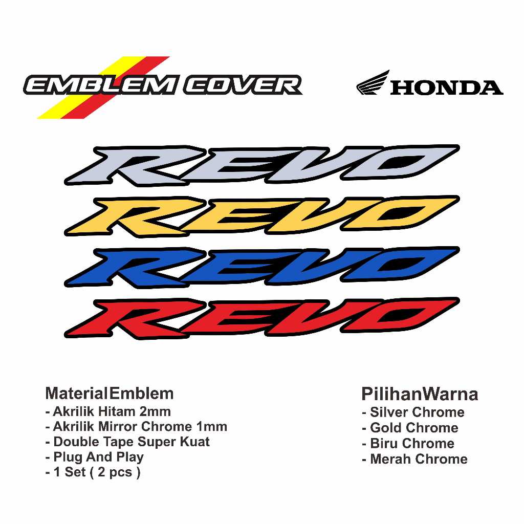 Jual emblem 3d honda revo sepasang stiker 3d akrilik absolut revo ...