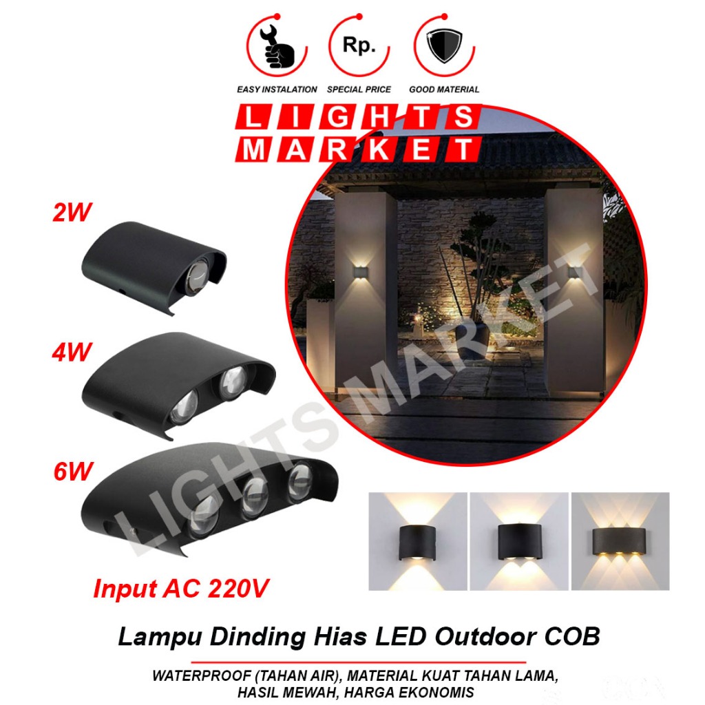 Jual Lampu Sorot LED Dinding Outdoor 2W 4W 6W - Terang Hemat Listrik ...