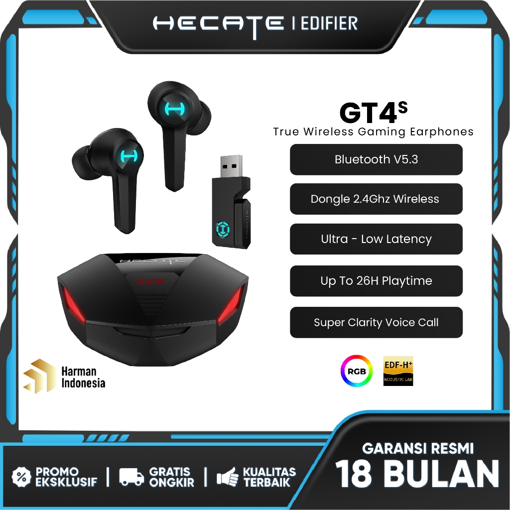 Jual EDIFIER HECATE GT4 S True Wireless Gaming Earphone | Shopee Indonesia